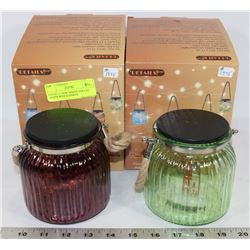 LOT OF 2 -11CM  MASON JAR LED LIGHTS WITH HANDLES