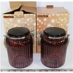 LOT OF 2 -15CM MASON JAR LED LIGHTS WITH HANDLES