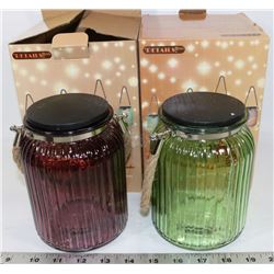LOT OF 2 -15CM MASON JAR LED LIGHTS WITH HANDLES