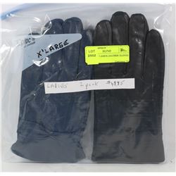 2 PACK OF LADIES LEATHER GLOVES X-LARGE