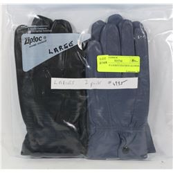 2 PACK OF LADIES LEATHER GLOVES LARGE