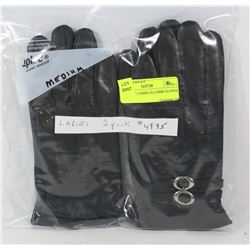 2 PACK OF LADIES LEATHER GLOVES MEDIUM