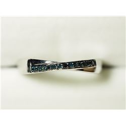 2) STERLING SILVER BLUE DIAMOND MEN'S RING SIZE 9