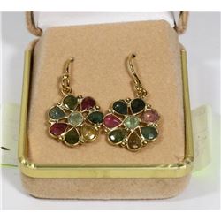 5) STERLING SILVER GOLD PLATED TOURMALINE EARRINGS