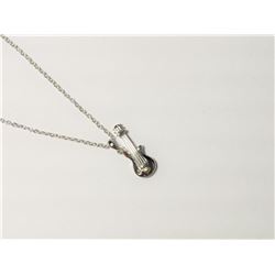 19) STERLING SILVER PENDANT W/DIAMOND NECKLACE