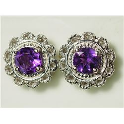 22) STERLING SILVER AMETHYST 2IN1 EARRINGS