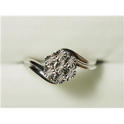 23) STERLING SILVER 7 DIAMONDS RING SIZE 7