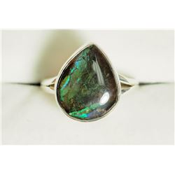30) STERLING SILVER AMMOLITE GEMSTONE RING SIZE 6