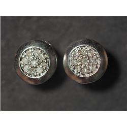 31) STERLING SILVER 16 DIAMONDS EARRINGS