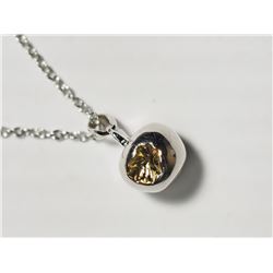 33) SILVER RHODIUM PLATE DIAMOND PENDANT NECKLACE