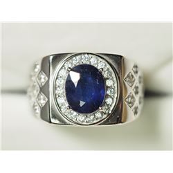 35) STERLING SILVER SAPPHIRE MEN'S RING SIZE 10