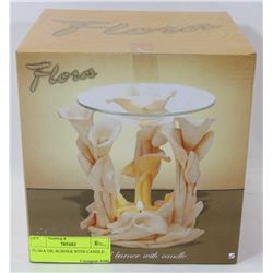 FLORA OIL BURNER WITH CANDLE