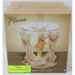 FLORA OIL BURNER WITH CANDLE
