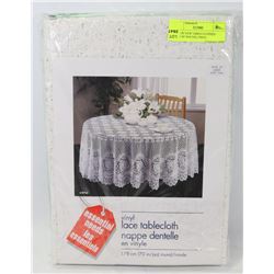 PAIR OF NEW TABLE CLOTHES - LACE 70" ROUND, VINYL