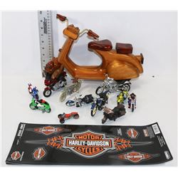 HARLEY/MOTORCYCLE COLLECTION, WOOD AND DIE CAST