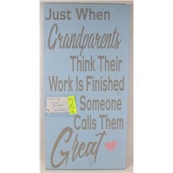 BIRCH FLYWOOD GRANDPARENTS SIGN 12"X24"