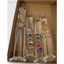4 GALILEO THERMOMETERS - 1 LG 3 MED.