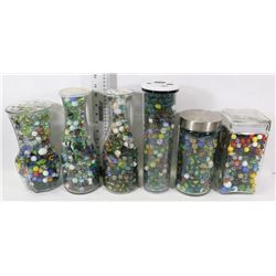 VINTAGE 6 JARS OF MARBLES 1 LITRE JARS