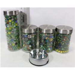 4 JARS VINTAGE MARBLE COLLECTION - TALL JAR HAS