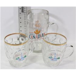 LARGE CANADIAN MOLSON MUG WITH 2 BEER MUGS