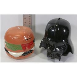 BURGER AND DARTH VADER   PIGGY BANKS
