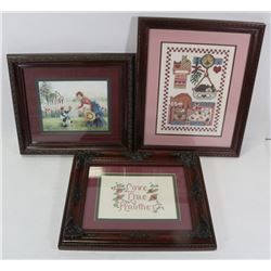 3 WOODEN FRAMED PICTURES