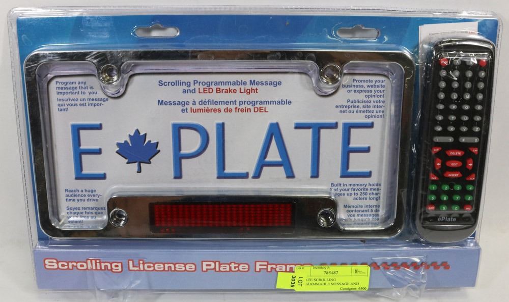 EPLATE SCROLLING PROGRAMMABLE MESSAGE AND LED Kastner Auctions