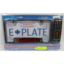 E-PLATE SCROLLING PROGRAMMABLE MESSAGE AND LED