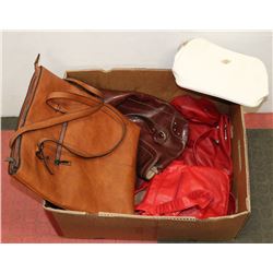 ESTATE BOX OF LEATHER  PURSES SOME ARE REAL
