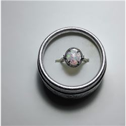 1)  WHITE FIRE OPAL RING