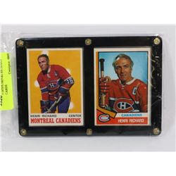 2 FRAMED 1970'S HENRI RICHARD HOCKEY CARDS