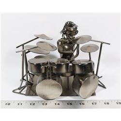 ROBOT PLAYING DRUMS WELDED DISPLAY