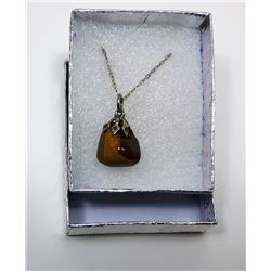 20)  TIGERS EYE PENDANT ON CHAIN