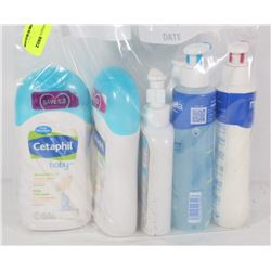 BAG OF ASSORTED BABY LOTIONS & OILS