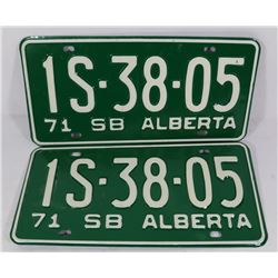 PAIR OF 1971 ALBERTA LICENSE PLATES