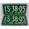 Image 1 : PAIR OF 1971 ALBERTA LICENSE PLATES