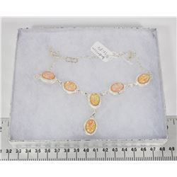 #59-AUSTRALIAN TRIPLE FIRE OPAL  NECKLACE