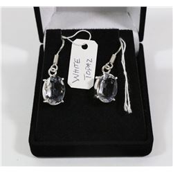 #82-WHITE TOPAZ GEMSTONE EARRINGS