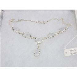 #84-WHITE TOPAZ GEMSTONE  NECKLACE