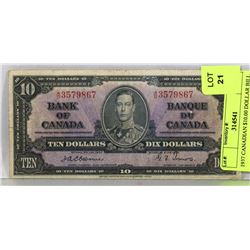 1937 CANADIAN $10.00 DOLLAR BILL