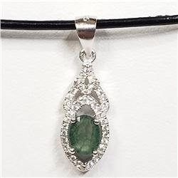 63) ST. SILVER EMERALD CUBIC ZIRCONIA NECKLACE