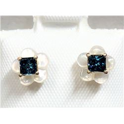 32) 14K DIAMOND & MOTHER OF PEARL JACKET EARRINGS
