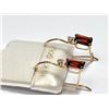 Image 3 : 10) 10K YELLOW GOLD GARNET & DIAMOND EARRINGS