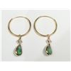 4) 14K YELLOW GOLD EMERALD & DIAMOND EARRINGS