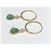 Image 2 : 4) 14K YELLOW GOLD EMERALD & DIAMOND EARRINGS