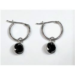 38) 14K WHITE GOLD BLACK DIAMOND EARRINGS