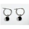 Image 1 : 38) 14K WHITE GOLD BLACK DIAMOND EARRINGS