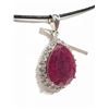Image 2 : 37) STERLING SILVER RUBY & WHITE TOPAZ PENDANT