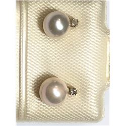 18) 14K WHITE GOLD PEARL & DIAMOND EARRINGS