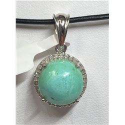33) STERLING SILVER TURQUOISE & DIAMOND NECKLACE